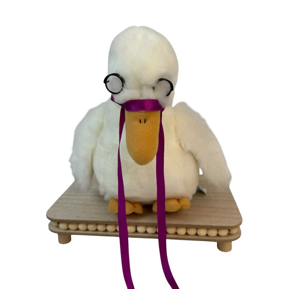 Madame Alexander White Goose/Duck 11" Mother Goose Glasses Purple Ribbon